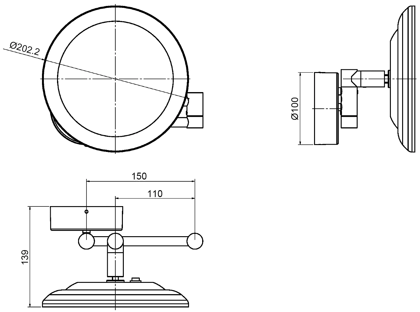 Langberger 71585-3 Косметическое зеркало с подсветкой настенное 3X (хром)