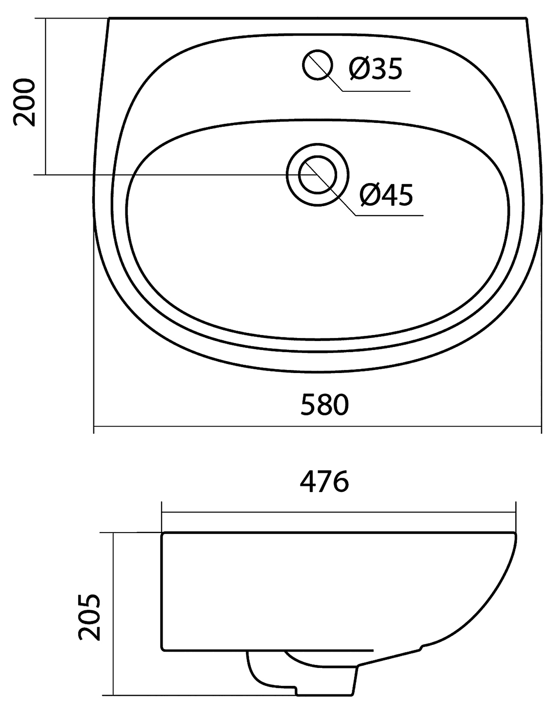 Santek Анимо 60 1.WH11.0.508 Раковина 580x476