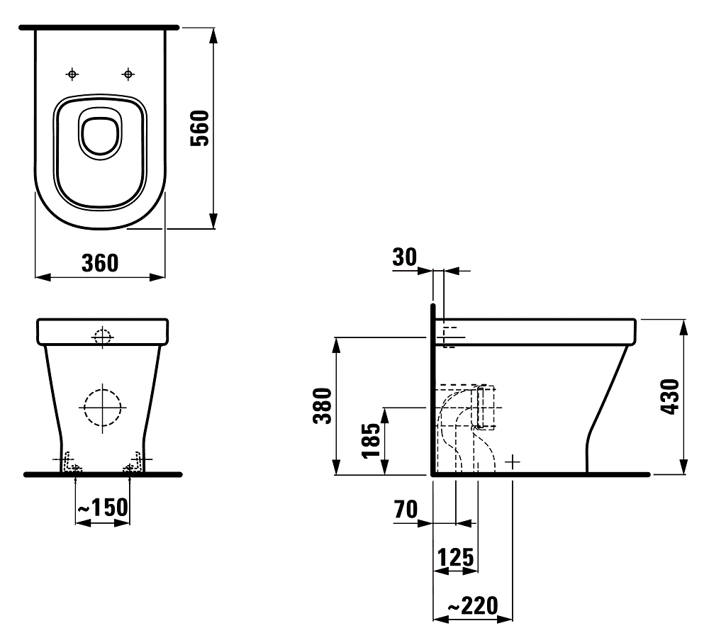 Laufen LB3 8.2168.4.000.000.1  Унитаз приставной с сиденьем и крышкой SoftClose