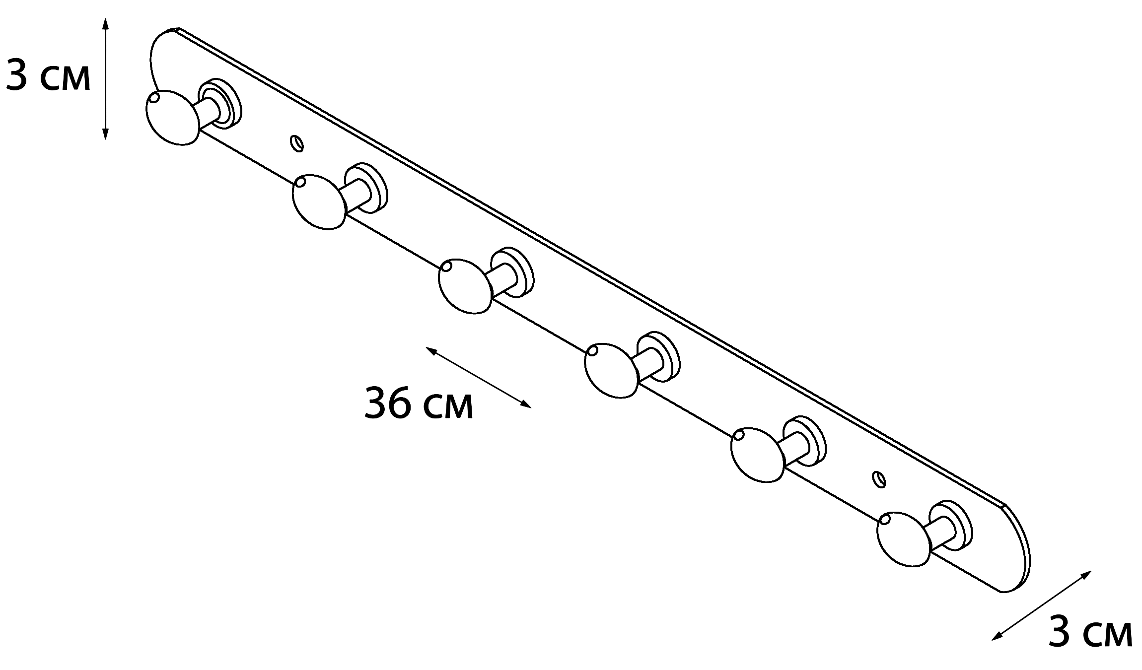 Fixsen FX-1416 Планка с 6-ю крючками