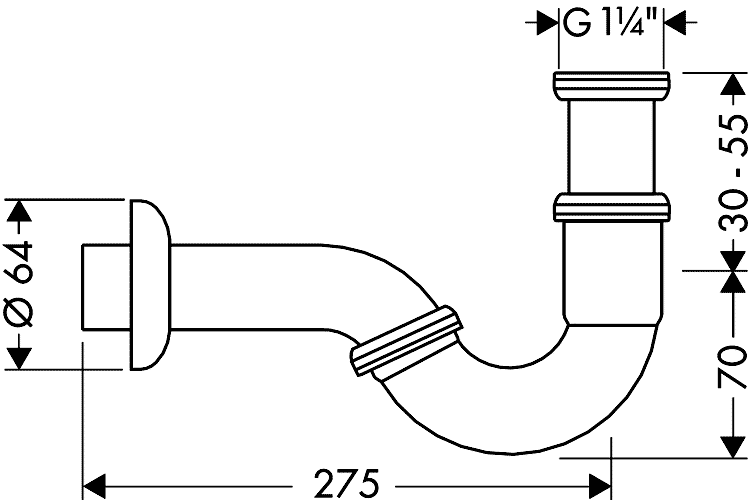 Hansgrohe 55237 000  Сифон 1-1/4" для биде