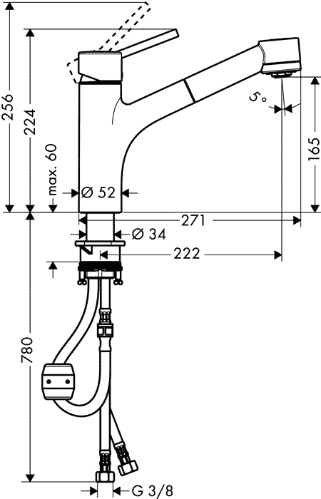 Hansgrohe Talis S 32841 000  Смеситель кухонный с душем