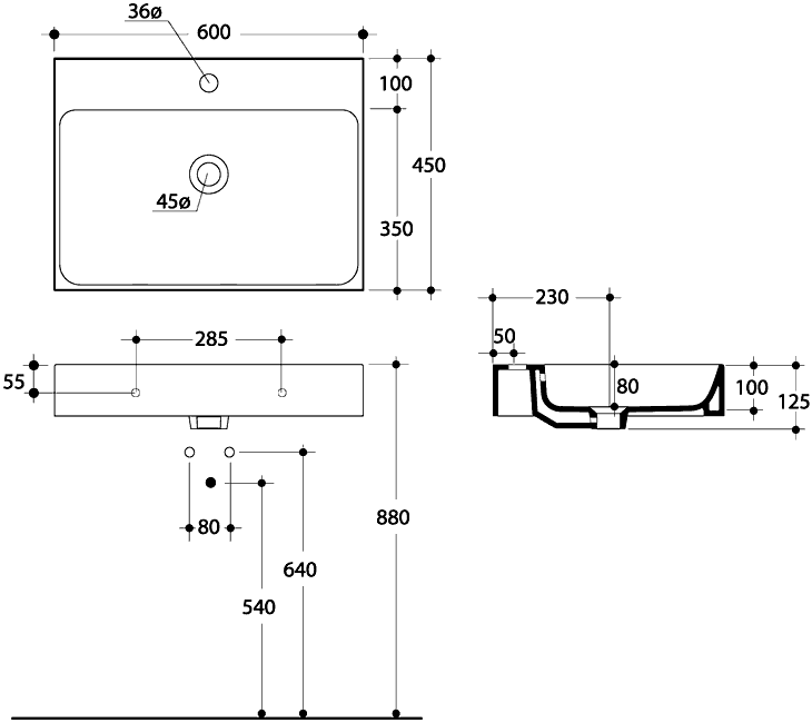 Kerasan Cento 353101  Раковина 600x450