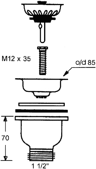 McAlpine MRSKW5 Слив 1-1/2"х85 для мойки со съёмной решёткой