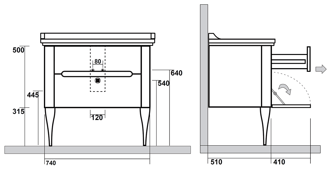 Kerasan Waldorf 925930/4142K1/919490 Тумбочка с раковиной 100 см (vaniglia matt)