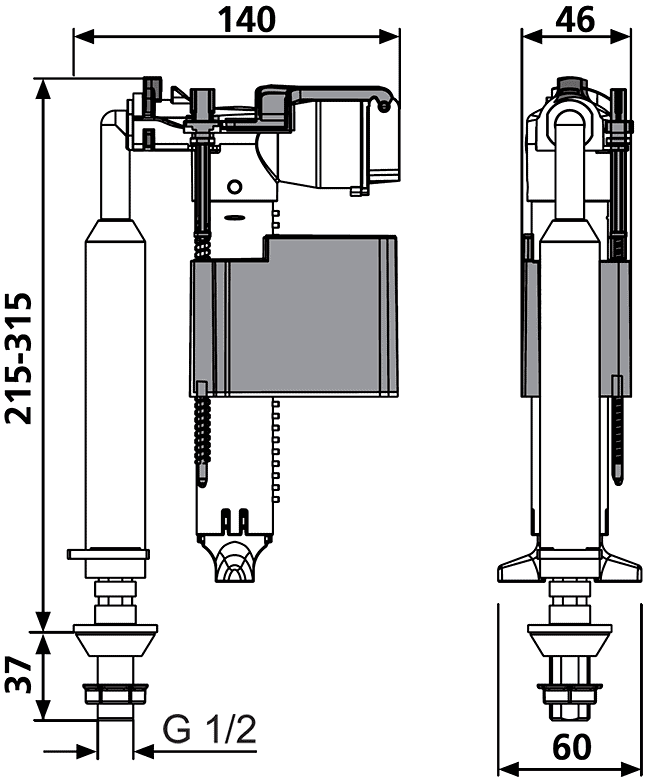 Sanit 510U 25.010.00..0000 Наборное устройство для унитаза G1/2 (нижний подвод воды)