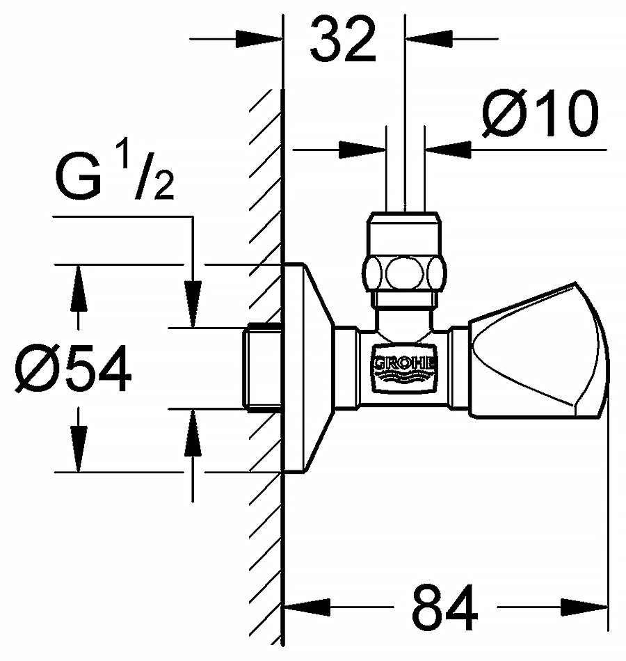 Grohe 22939 000 Угловой вентиль 1/2"x10 мм (3/8")