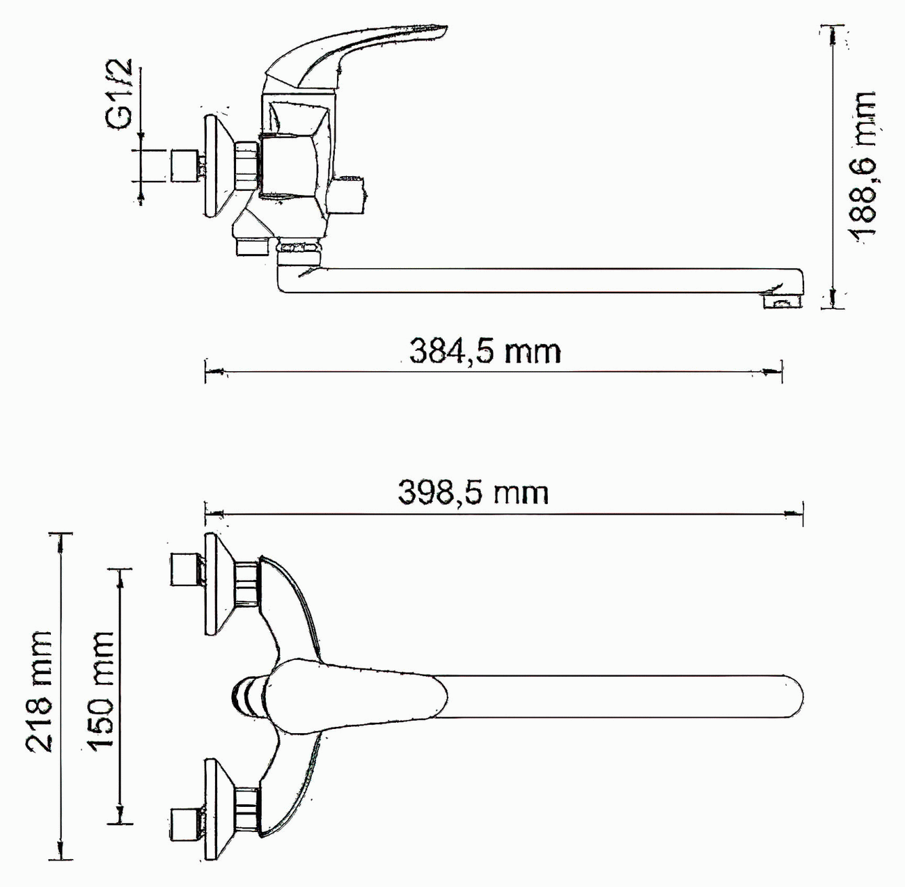 WasserKraft Rossel 2802L Смеситель для ванны с длинным изливом