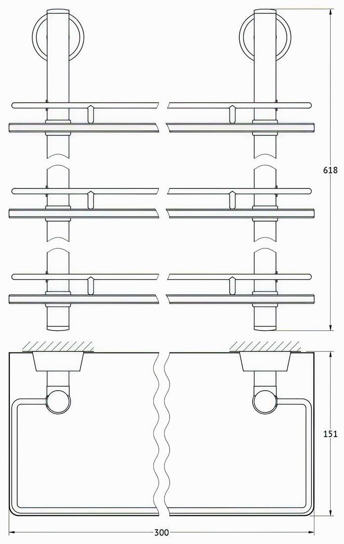 FBS Vizovice VIZ067 Полка 30 см 3-х ярусная