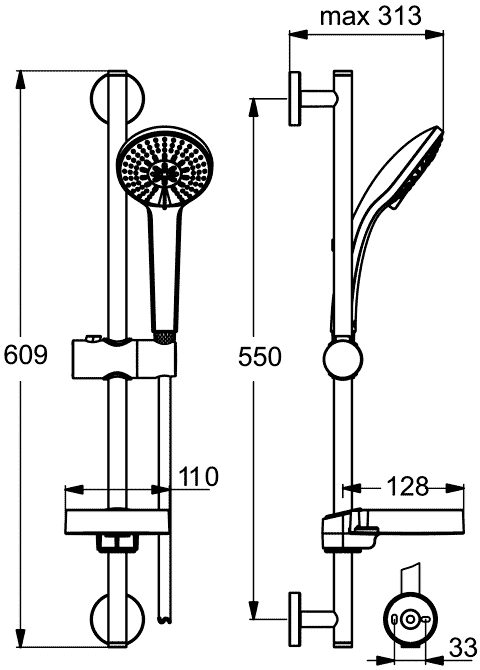 Ideal Standard IdealRain M3 B9415AA  Душевой гарнитур 3 режима (штанга 0.6 м)