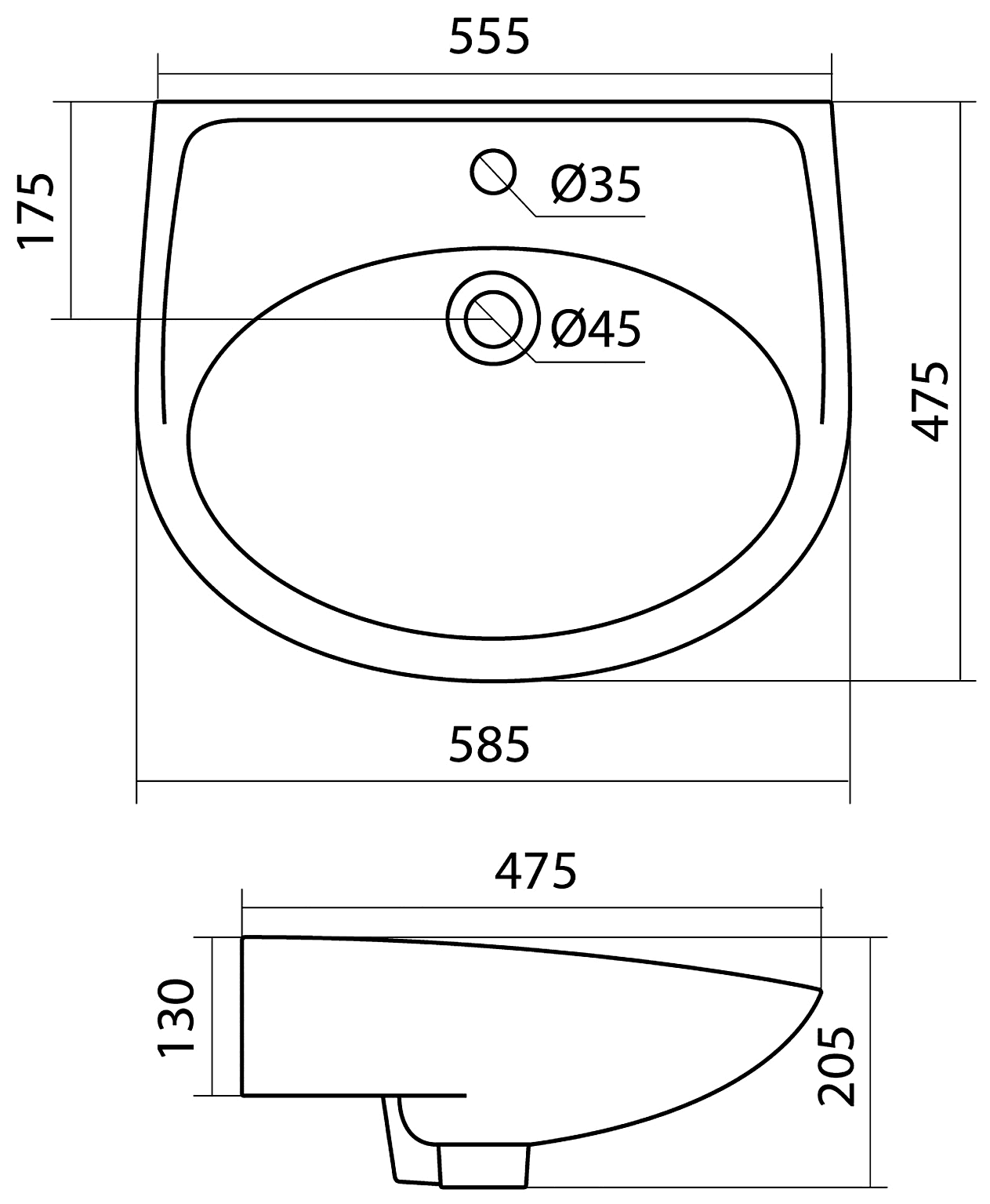 Santek Бореаль 1.WH11.0.484 Раковина 585x475