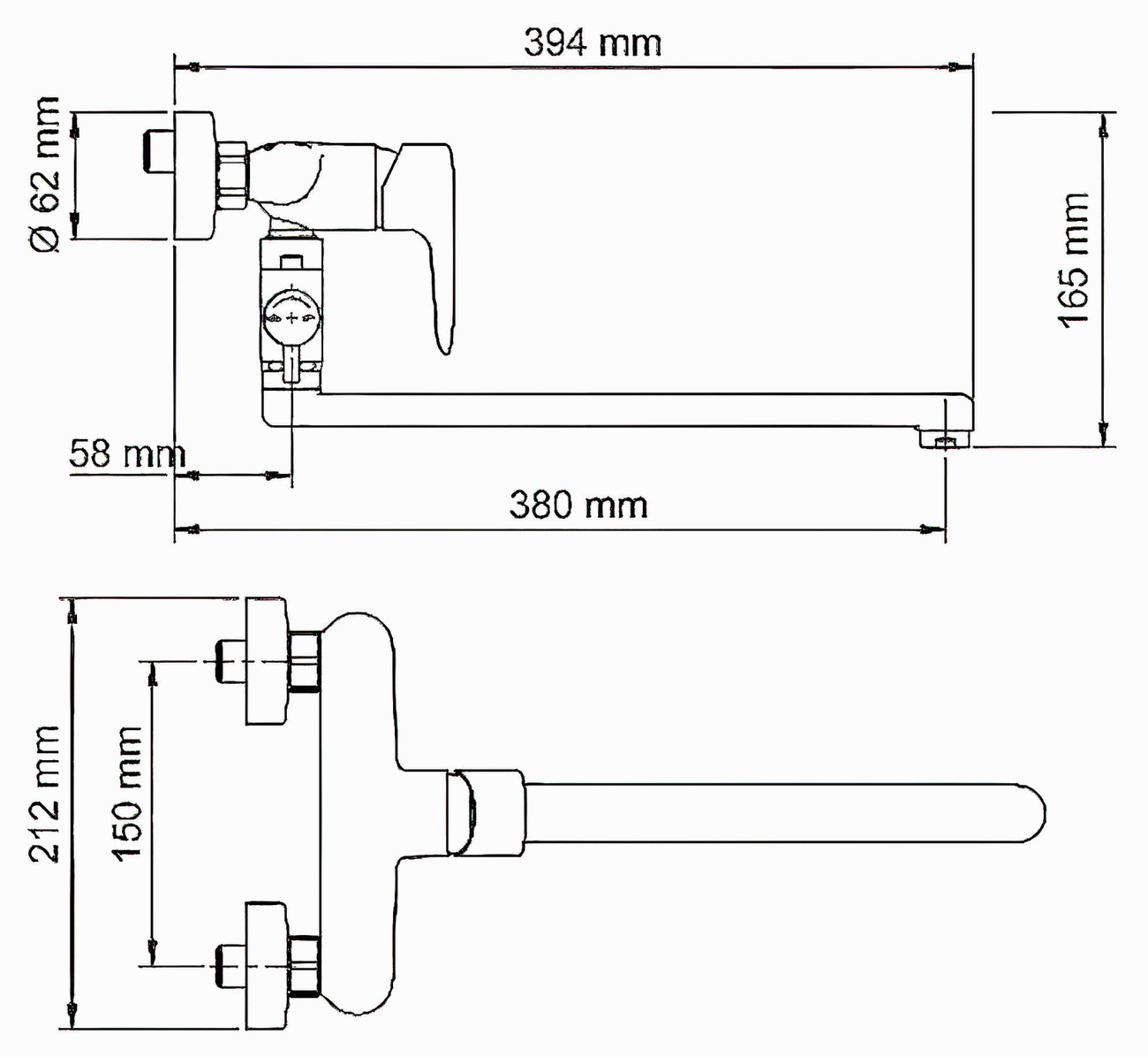 WasserKraft Vils 5602L Смеситель для ванны с длинным изливом