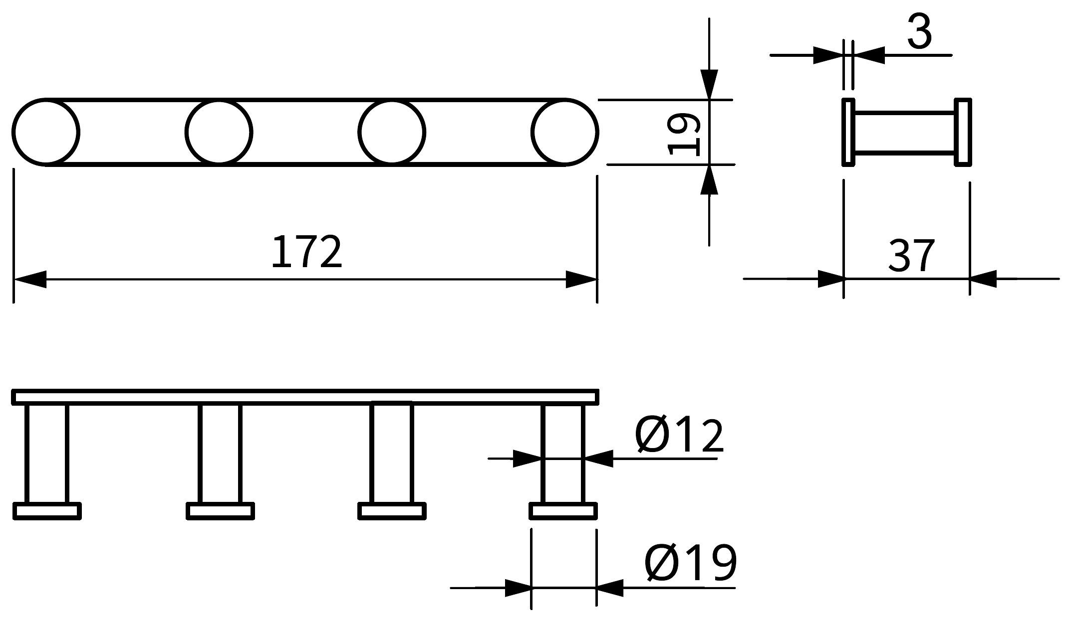 Langberger 28034A Планка 4 крючка