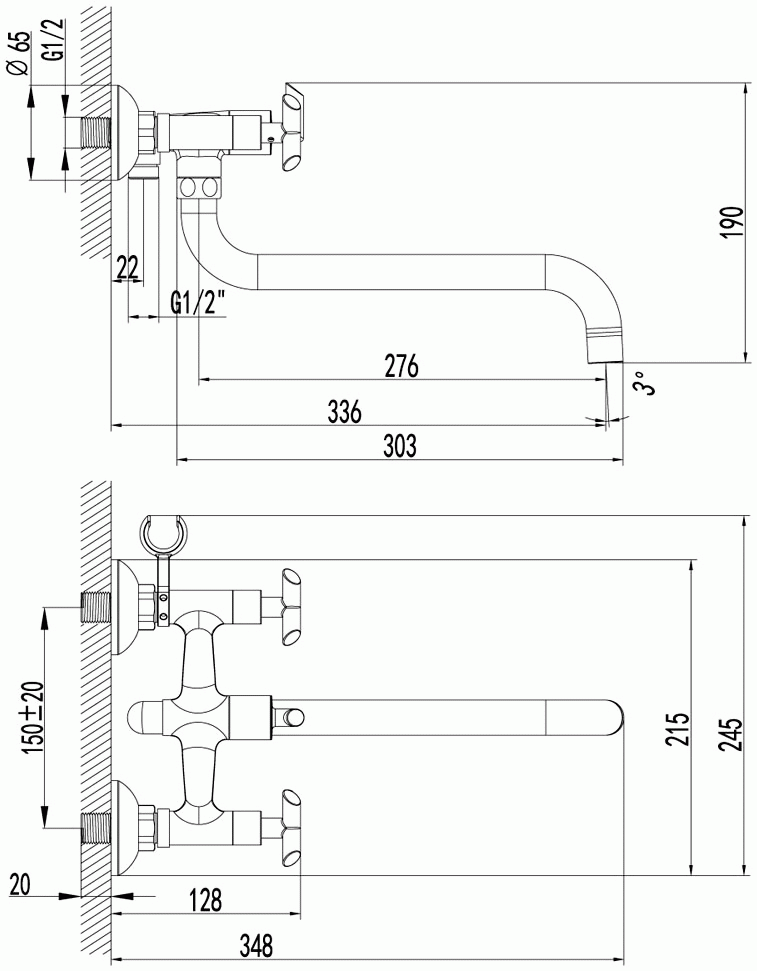 Lemark Practica LM7551C Смеситель для ванны с длинным изливом