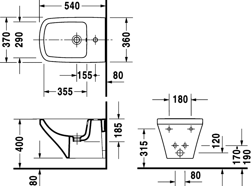 Duravit DuraStyle 228215  Биде подвесное