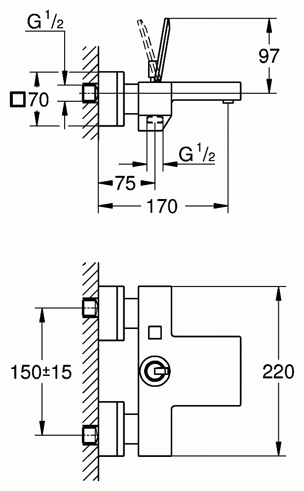 Grohe Eurocube Joy 23666 000 Смеситель для ванны