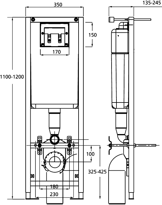 Ideal Standard W3710AA  Система инсталляции для унитаза (ширина 350 мм)
