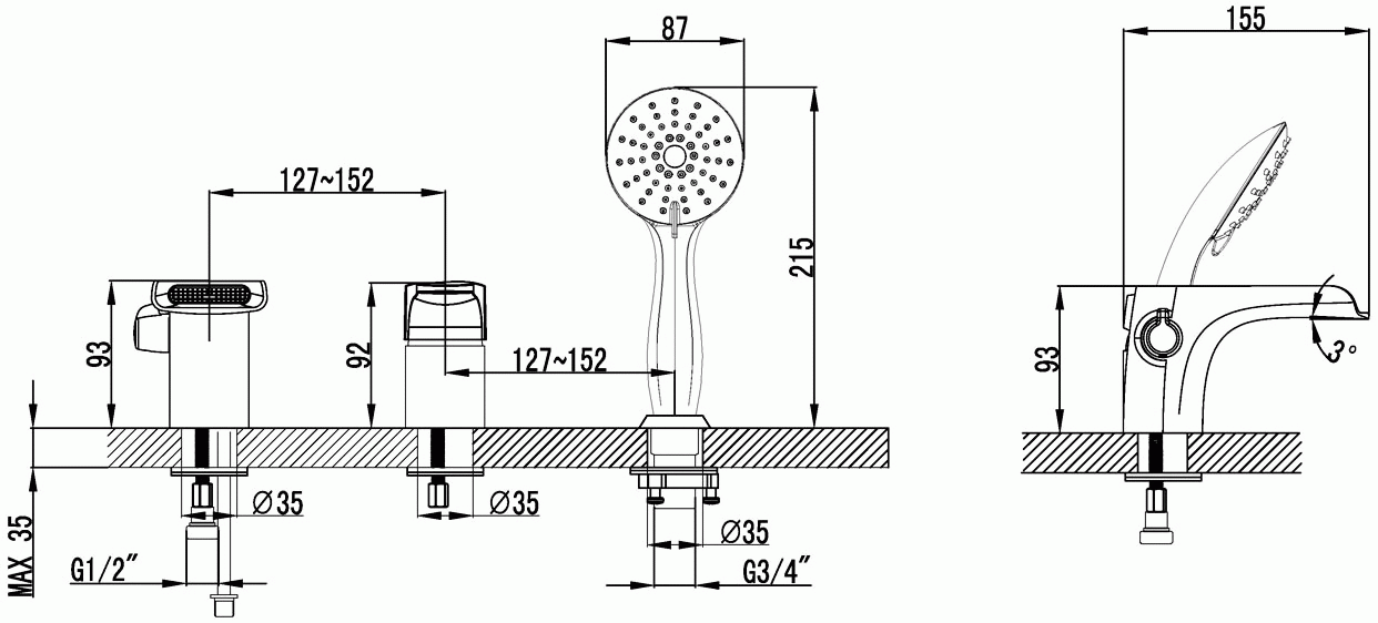 Lemark Shift LM4345C Смеситель для ванны