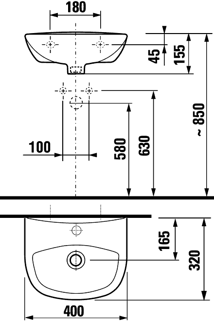 Jika Zeta 8.1539.3.000.104.1 Раковина 400х320