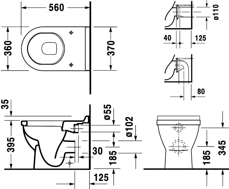 Duravit Starck 3 012409/006389  Унитаз напольный без бачка с крышкой SoftClose