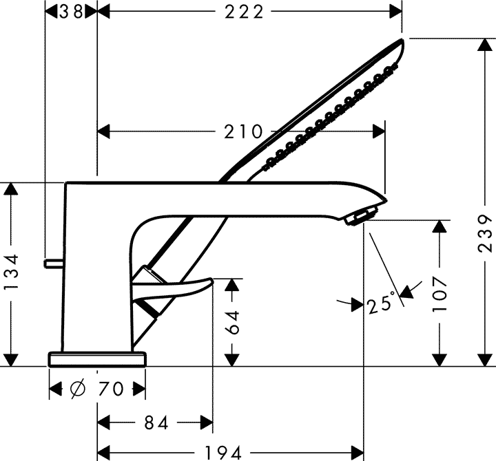 Hansgrohe Metris 31190 000  Смеситель на бортик ванны (на 3 отверстия)