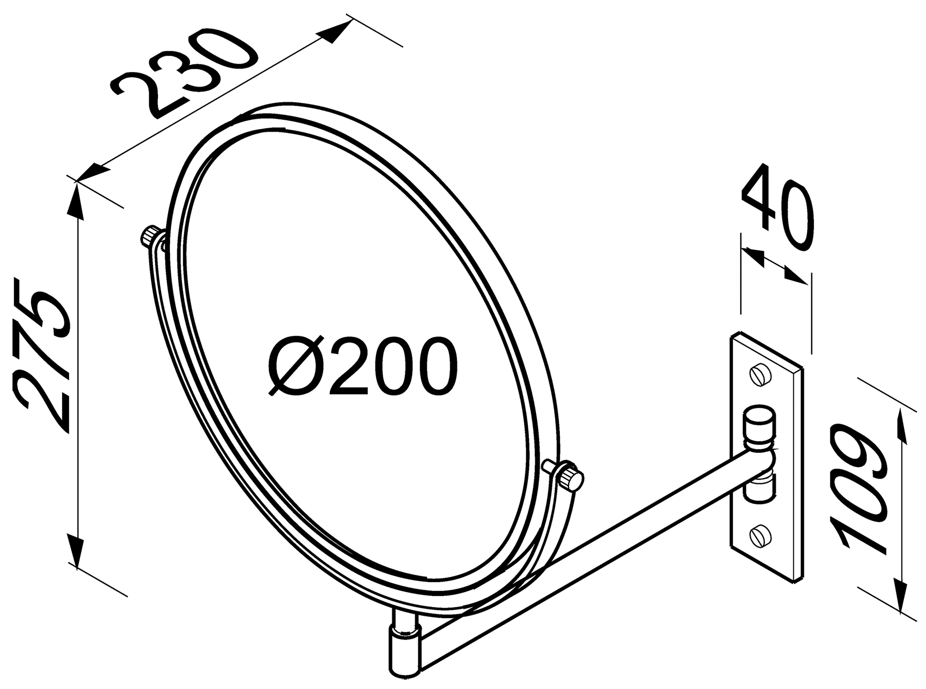 Geesa Mirror 911085-06 Косметическое зеркало Ø200 настенное 3X (чёрный)