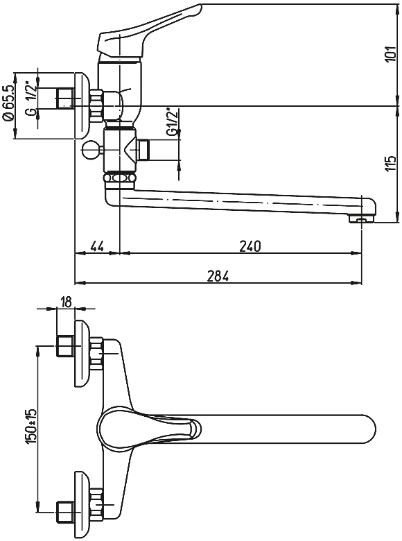 Paini Bios 05CR119LMKM Смеситель для ванны (излив 240 мм)