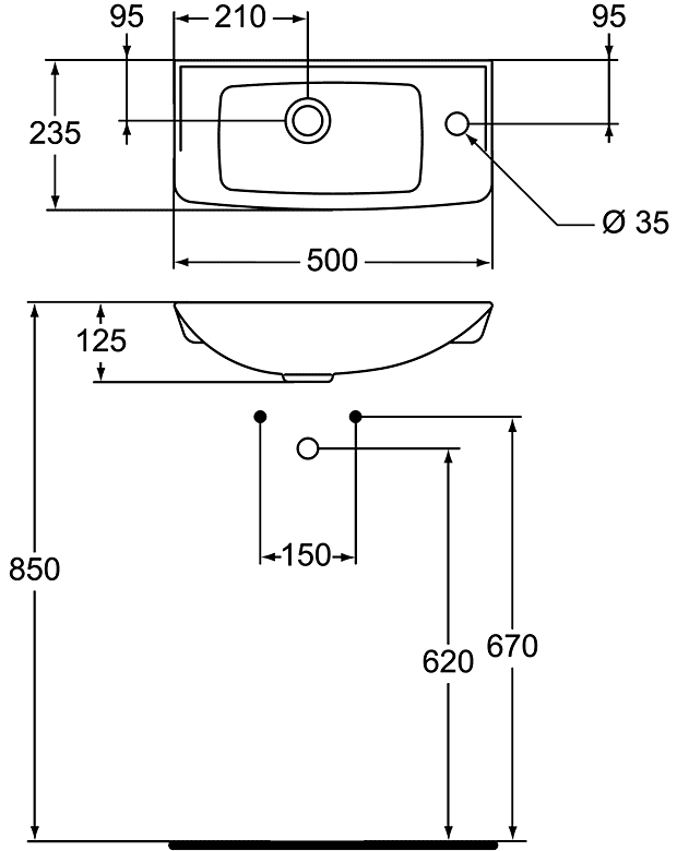 Vidima SevaFresh W4494 61 Мини-раковина 500x235