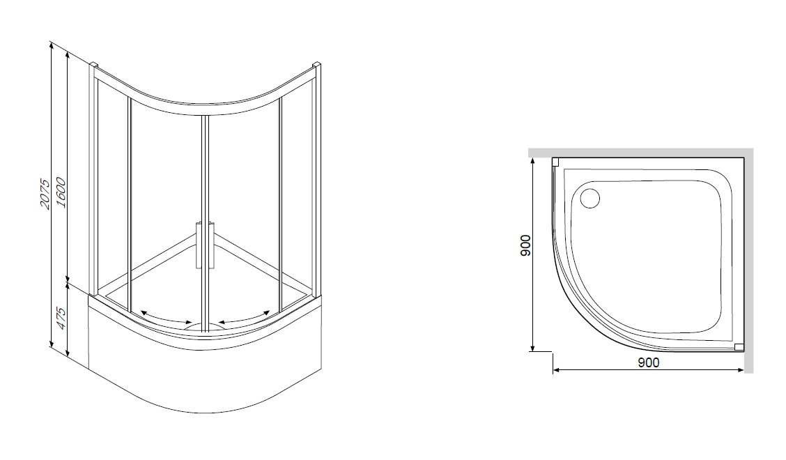 AM·PM Like W80G-301A090MT Душевой уголок 900x900x1600