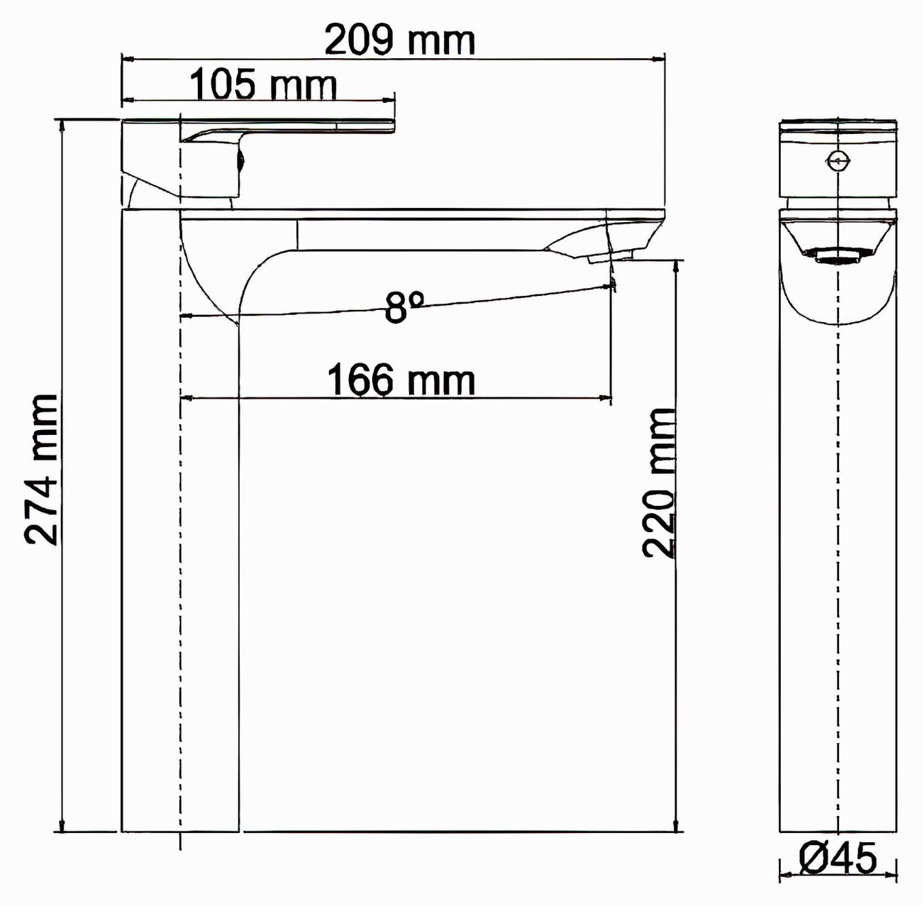 WasserKraft Mindel 8503H Смеситель для свободностоящей раковины