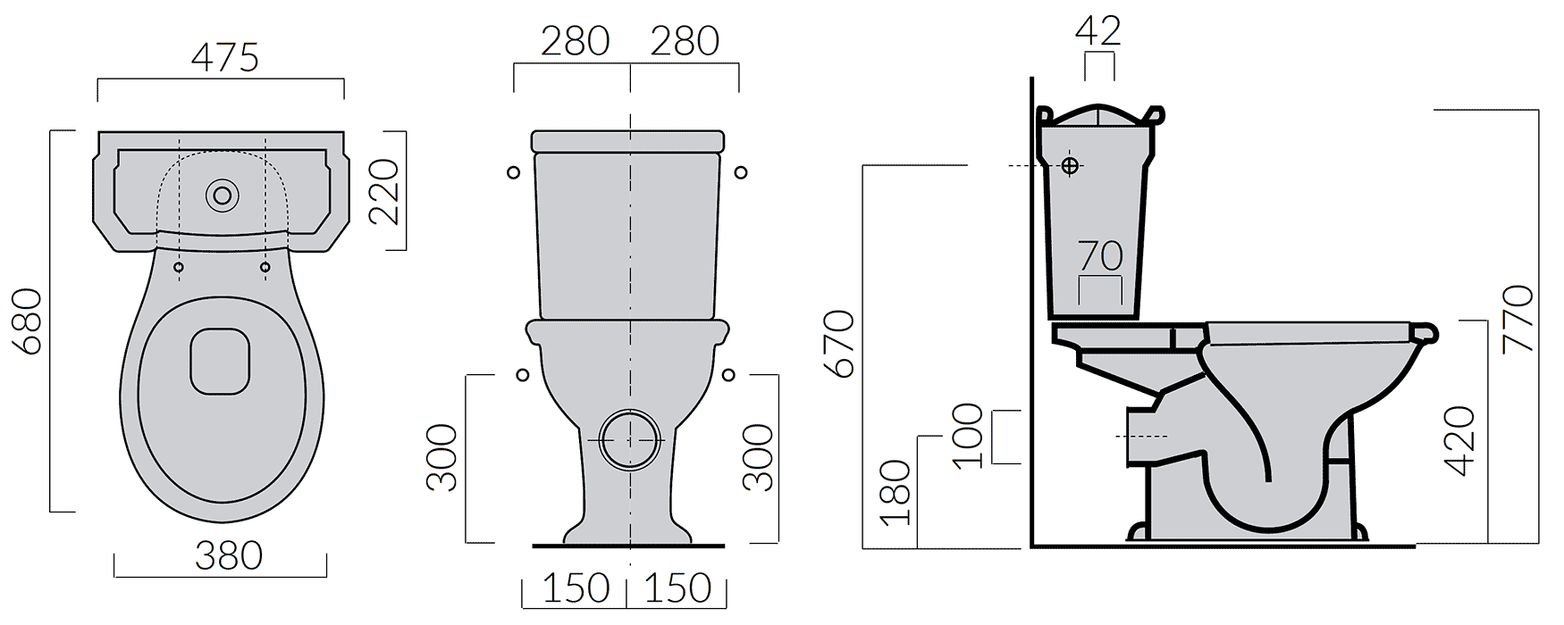 Galassia Ethos 8427/8406/8413  Унитаз-компакт с сиденьем и крышкой (горизонтальный выпуск)