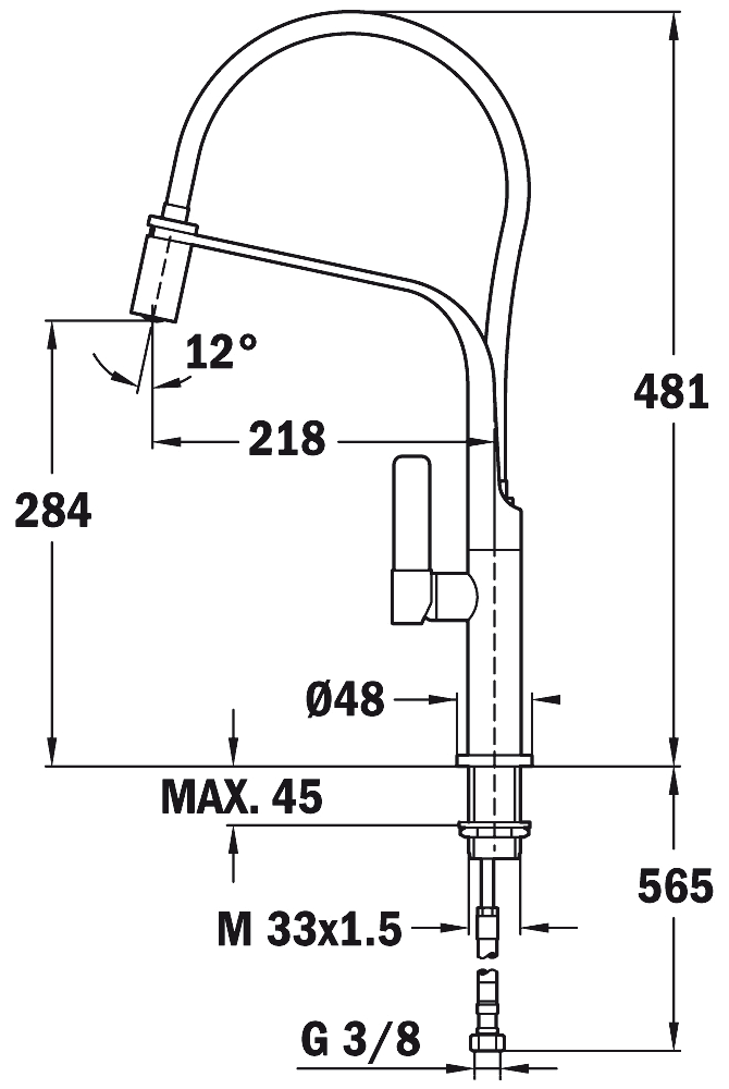 Teka Formentera 62.997.02.0FN Смеситель кухонный с гибким изливом (хром/чёрный)