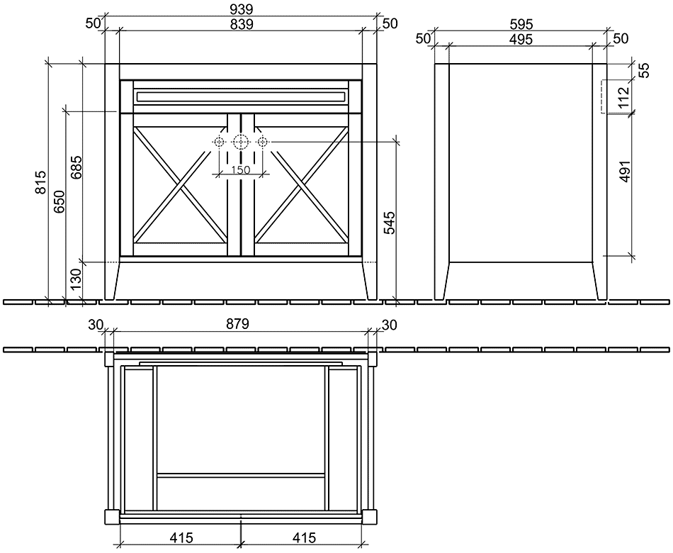 Villeroy&Boch Hommage 897910/710263R  Тумба с раковиной 850x985x620 (орех)