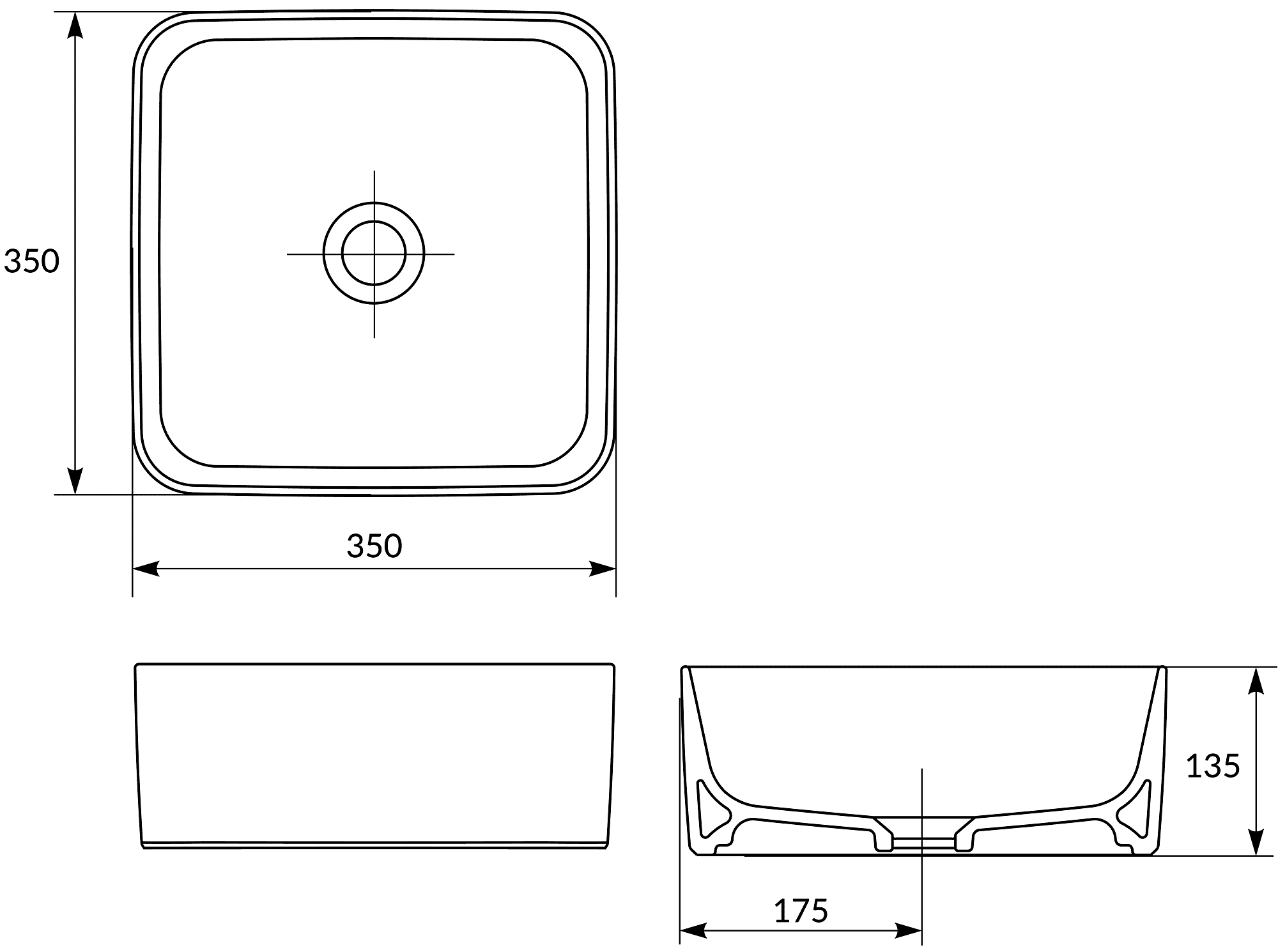 Cersanit Crea Square UM-CRE35/1-oc-S Раковина свободностоящая 350x350