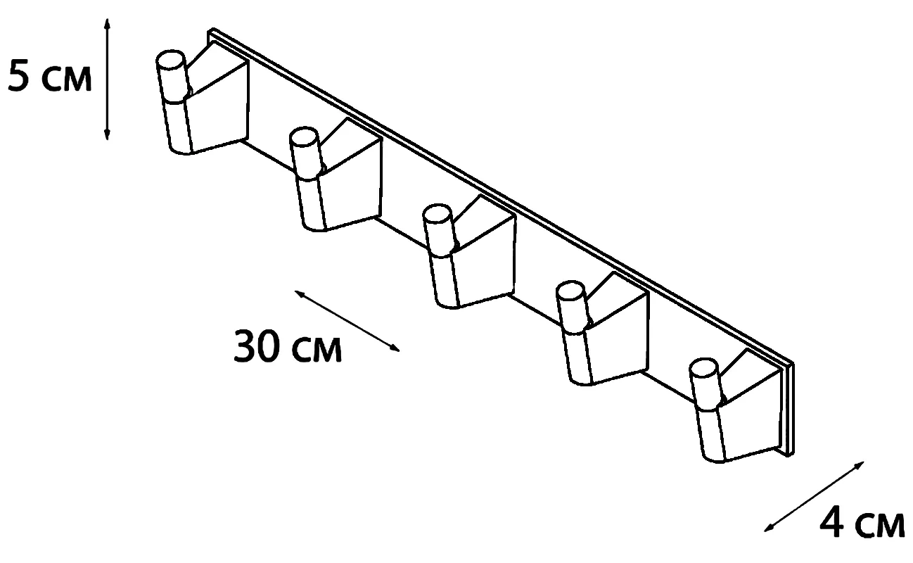 Fixsen Trend FX-97805-5 Планка 5 крючков (чёрный)