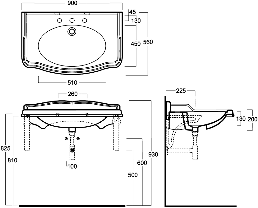 Simas Arcade AR864/MNSLEN Раковина 900x560 с кронштейнами