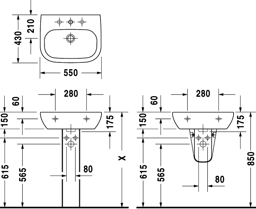 Duravit D-CODE 231055 Раковина 550х430