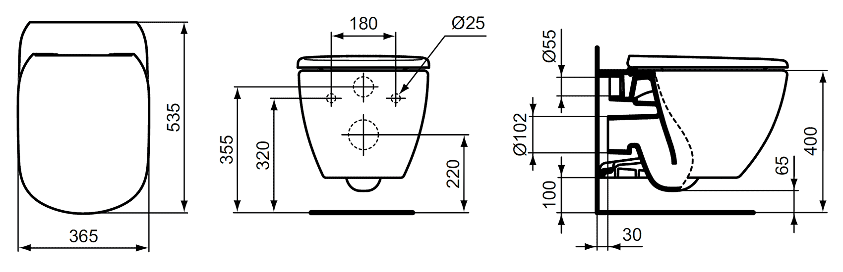 Ideal Standard TESI Aquablade® T0079/T3527  Унитаз подвесной с сиденьем и крышкой SoftClose