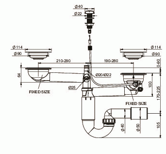 Prevex P-loc PL2-R9C45-SANT-01 Сифон для двойной мойки автомат