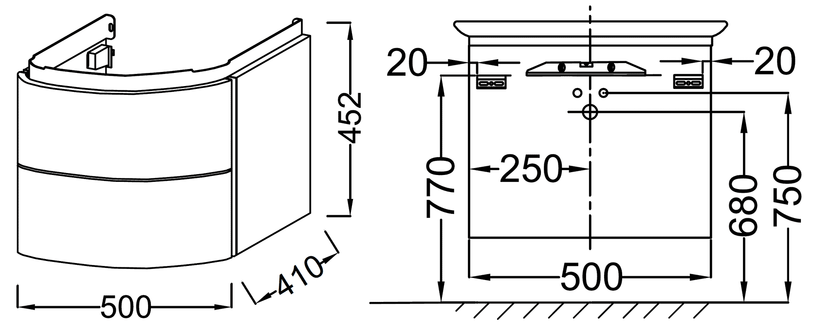 Jacob Delafon Presqu'ile EB1102-G1C/E4438  Тумбочка 50 см с раковиной (белый)