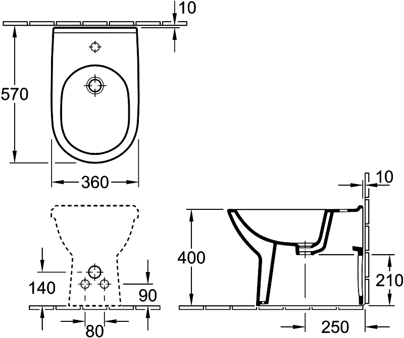 Villeroy&Boch O.novo 54610001 Биде напольное