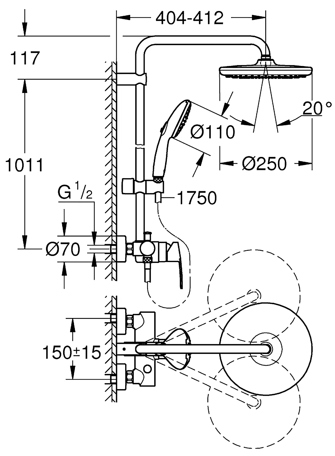 Grohe Tempesta System 250 26673001 Душевая система со смесителем
