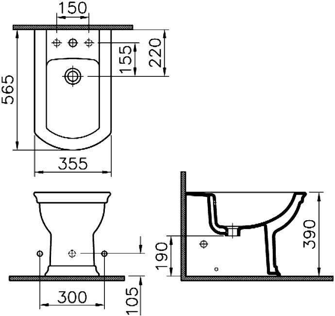 Vitra Serenada 4163B003-0060  Биде напольное