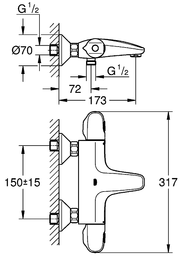 Grohe Grohtherm 1000 34155 003 Термосмеситель для ванны