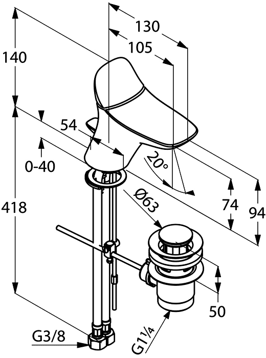 Kludi Ambienta 53029 0575 Смеситель для раковины низкий