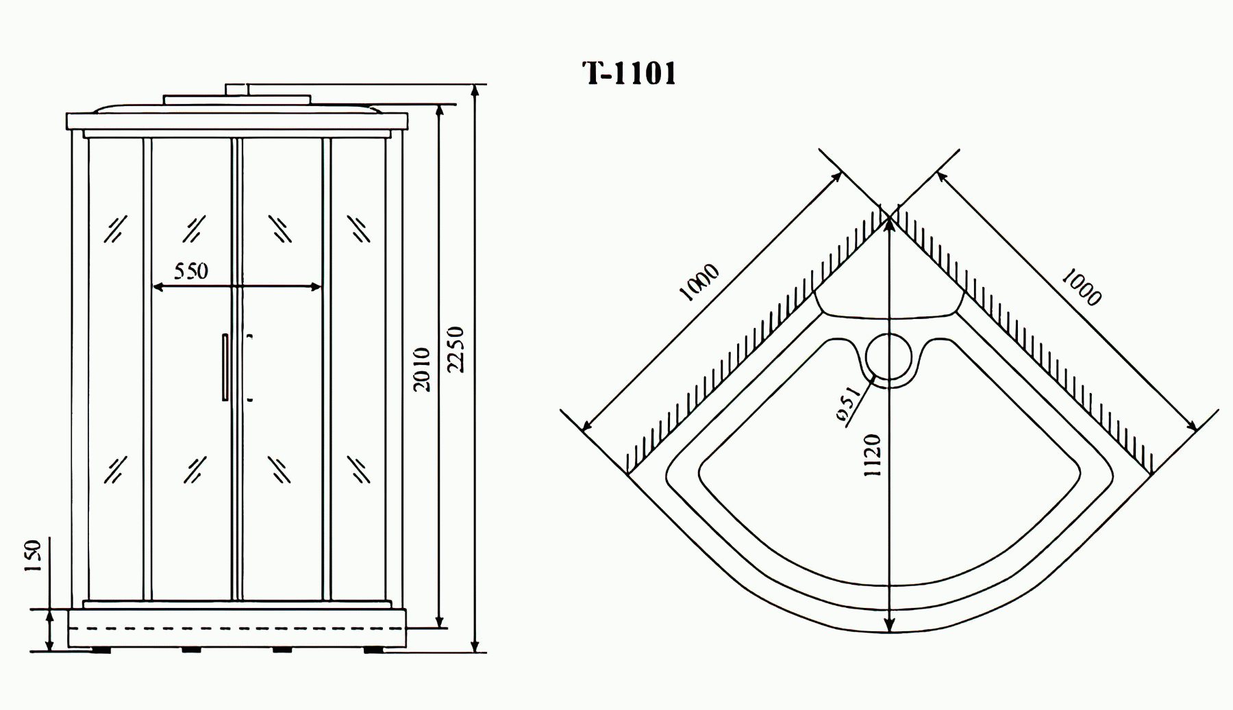 Timo Comfort T-8801 P Fabric Glass Душевая кабина 100x100x220