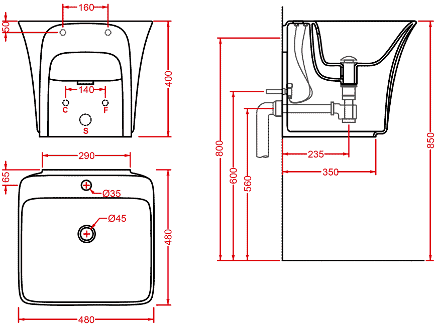 ArtCeram Cow CWL001.01.00  Раковина 480x480 (подвесная/свободностоящая)