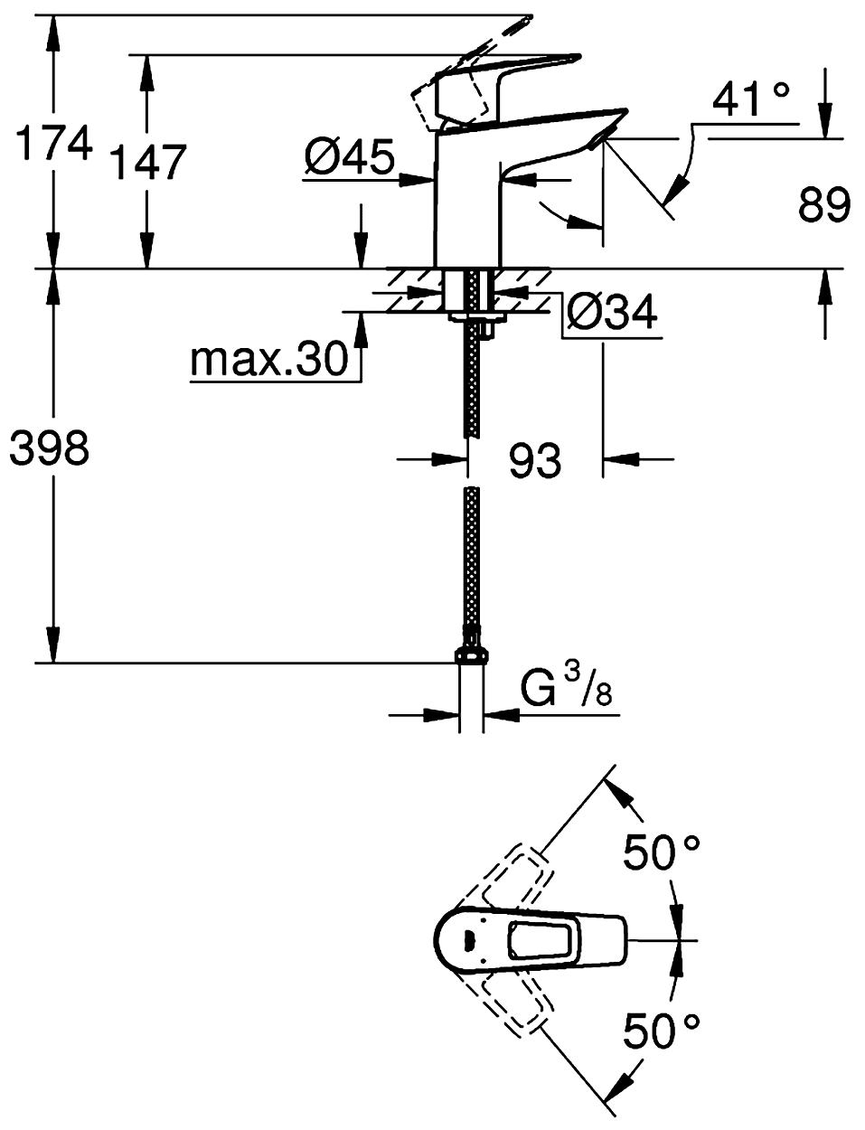 Grohe BauLoop 23337 001 Смеситель для раковины