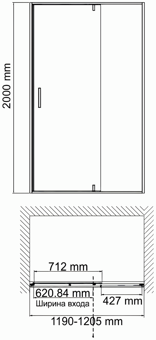 WasserKraft Elbe 74P05 Душевая дверь 1200x2000