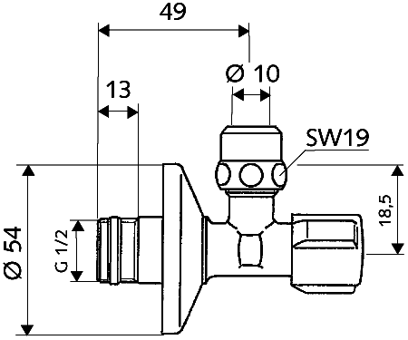 Schell Comfort 04 907 06 99 Угловой вентиль 1/2"x10